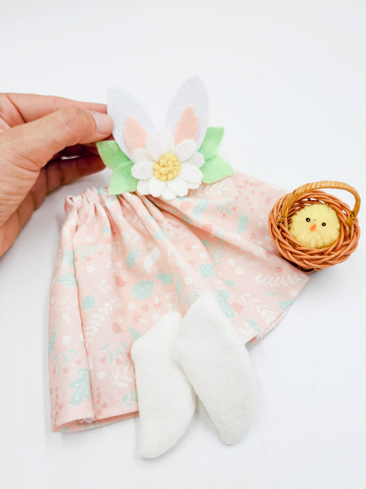 Easter Dress, Headband & Basket - Baby Pink